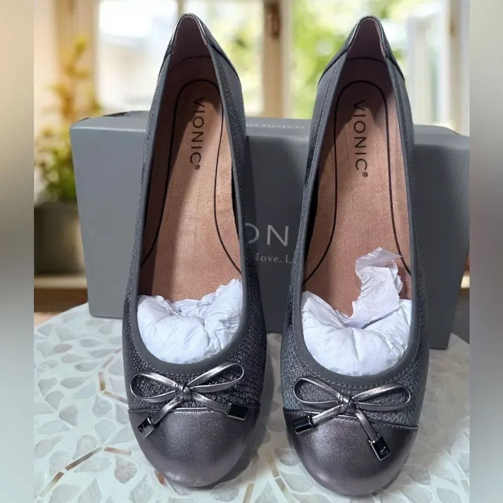 Vionic Women's Minna Ballet Flat Pewter